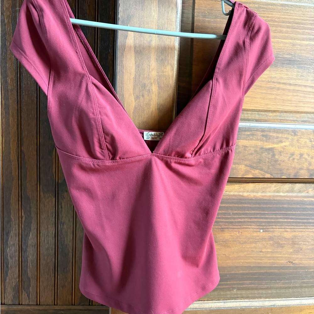 Deep Red V-Neck Top